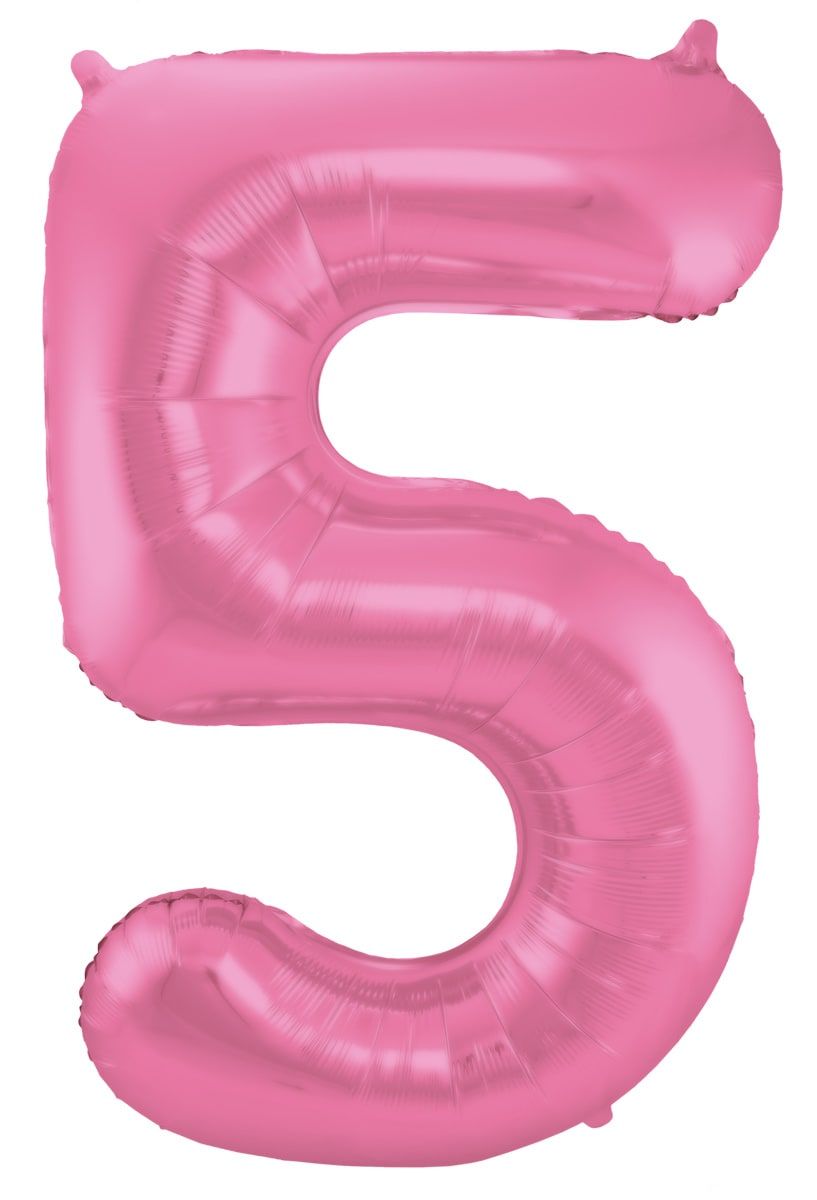 Cijfer 5 metallic roze folieballon 86cm