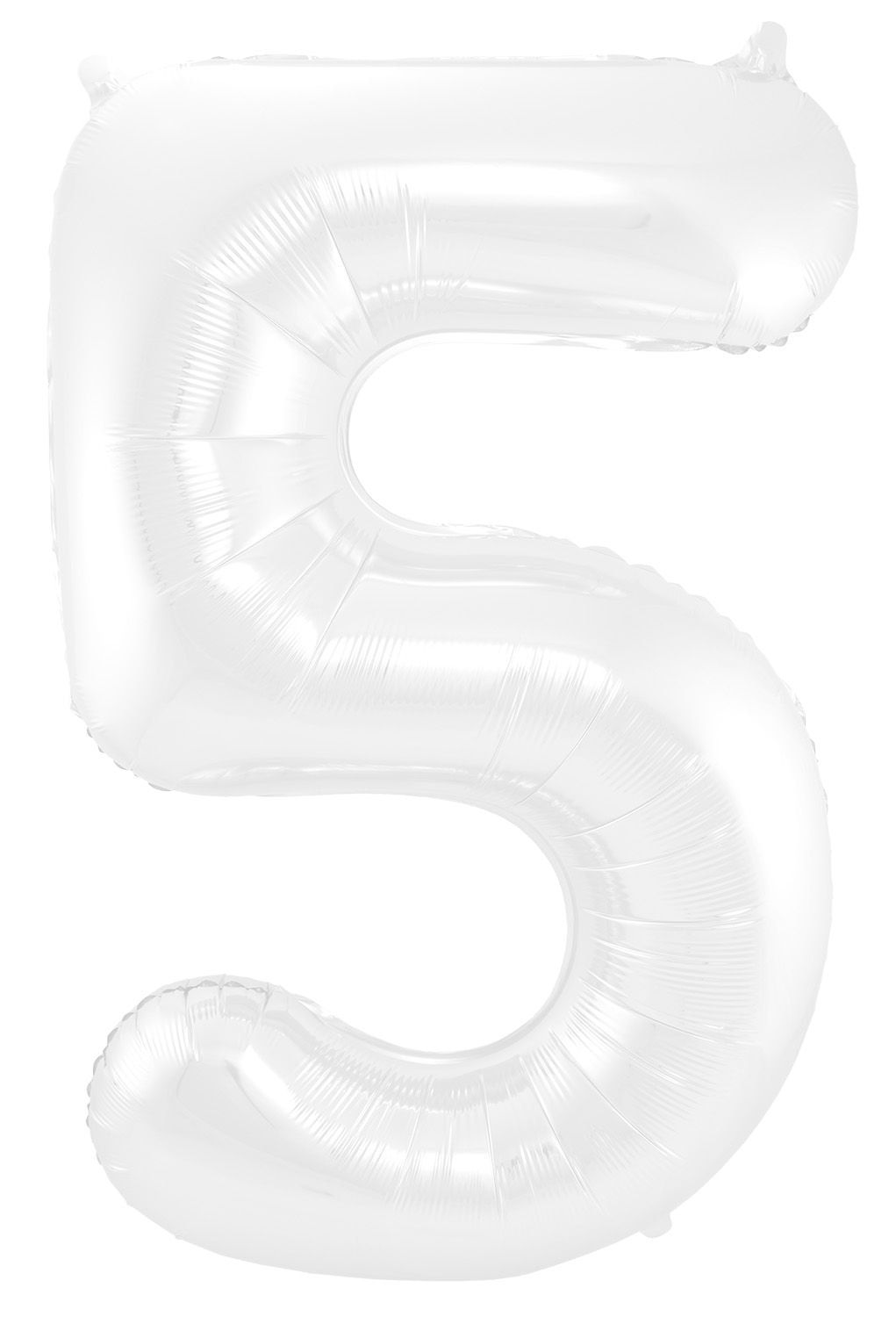 Cijfer 5 metallic wit folieballon 86cm