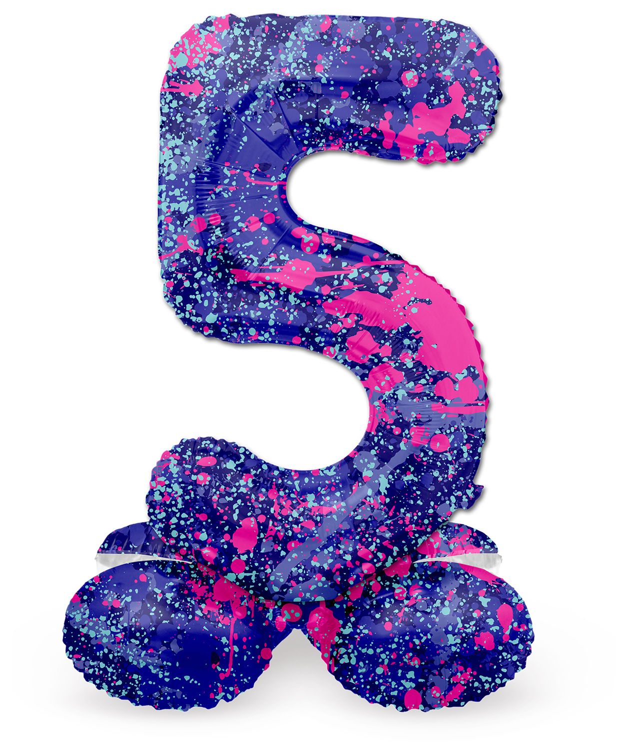 Cijfer 5 Paarse Paint Splash Staande Folieballon