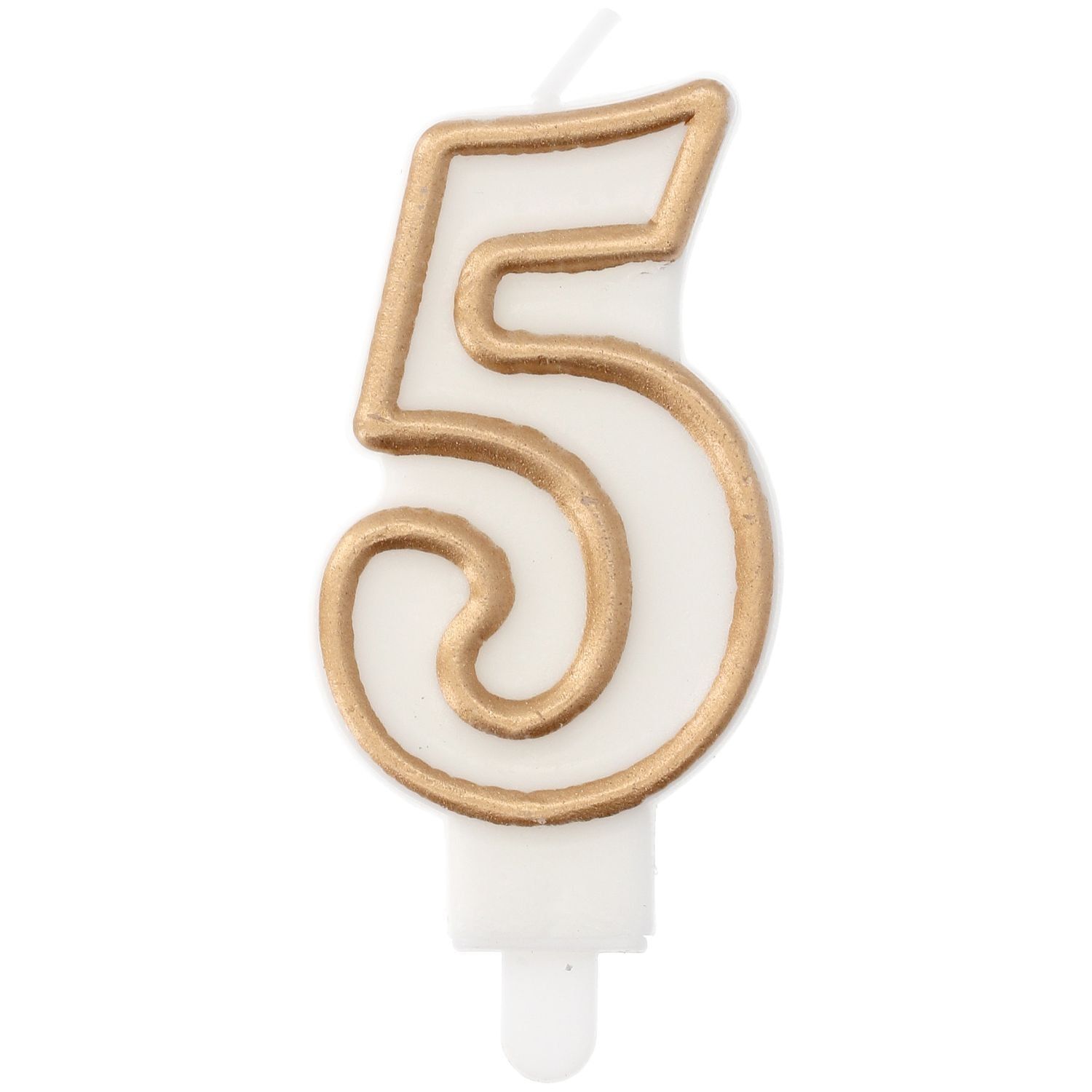 Cijfer 5 Taartkaars Chic Goud 9 cm