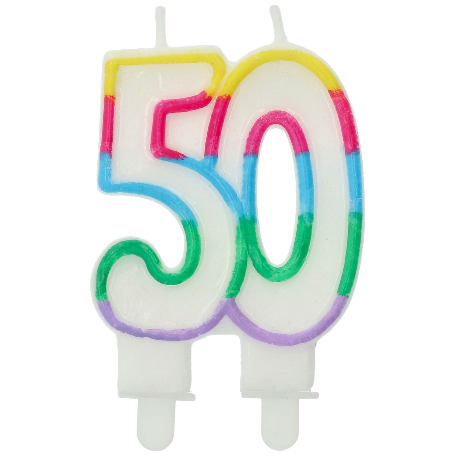 Cijfer 50 Taartkaars Kleurrijk 7,5x6cm