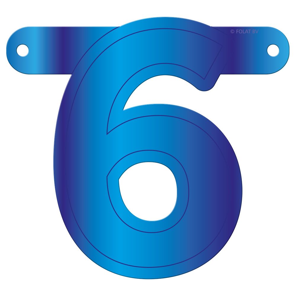 Cijfer 6 banner blauw