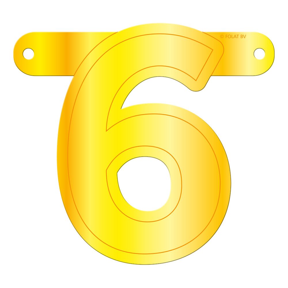 Cijfer 6 banner geel