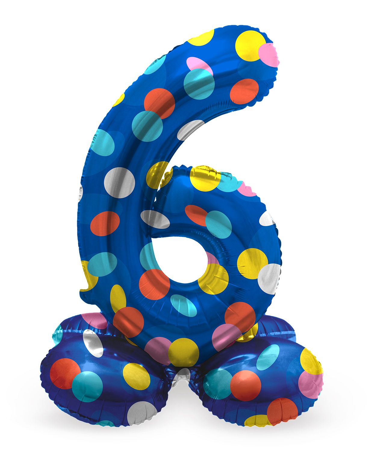 Cijfer 6 Gekleurde Stip Kleine Staande Folieballon