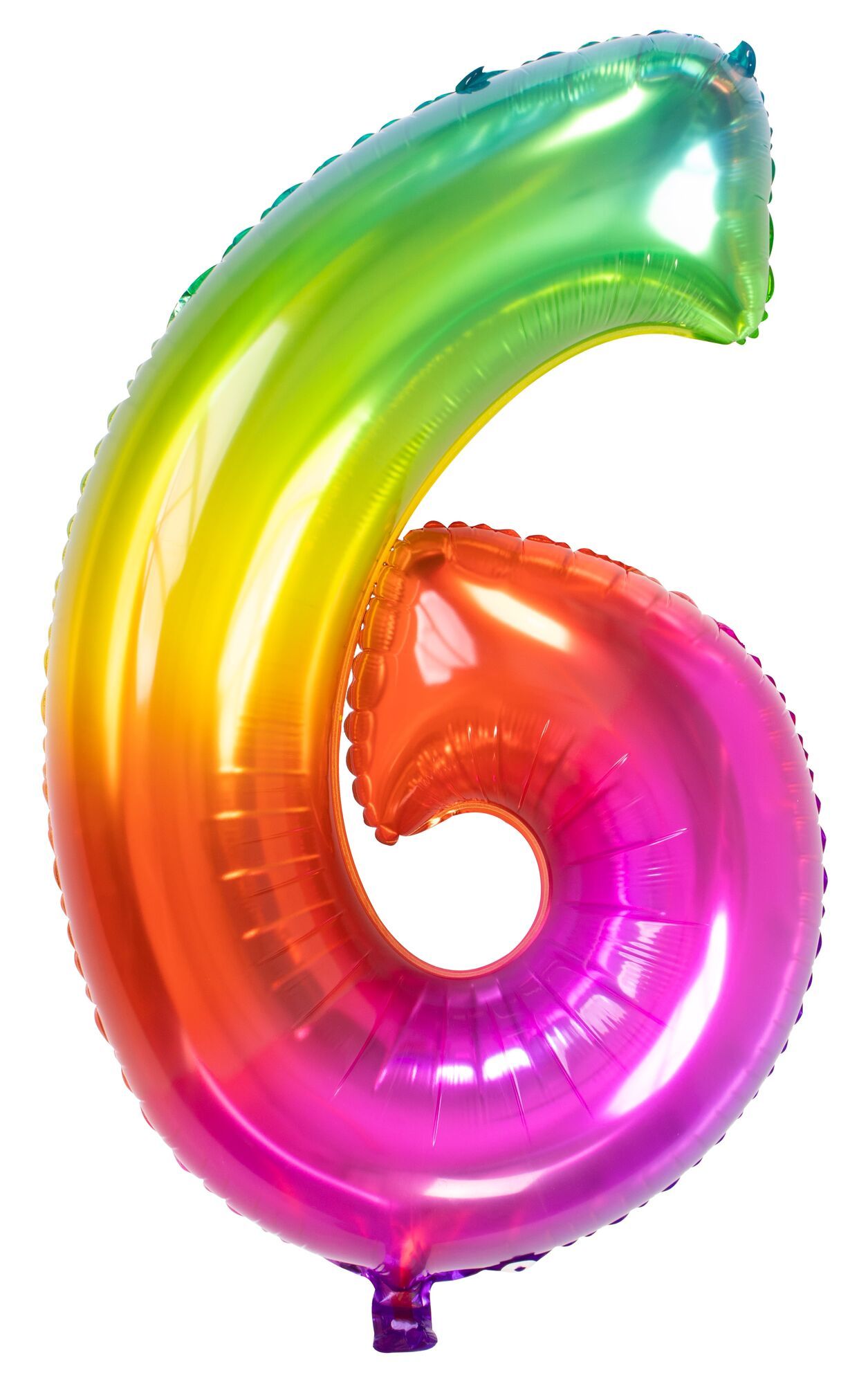 Cijfer 6 Metallic Regenboog 81cm