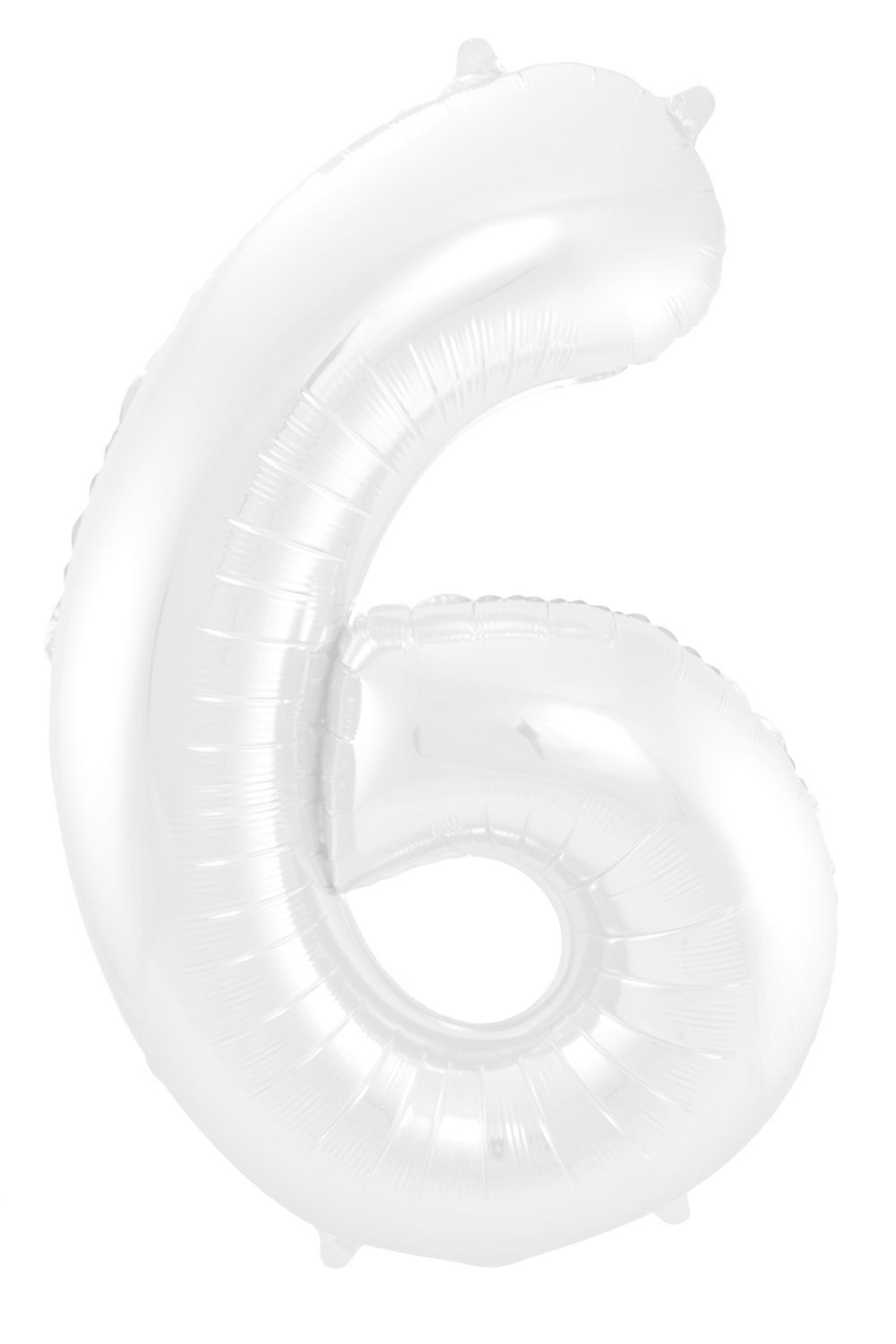 Cijfer 6 metallic wit folieballon 86cm