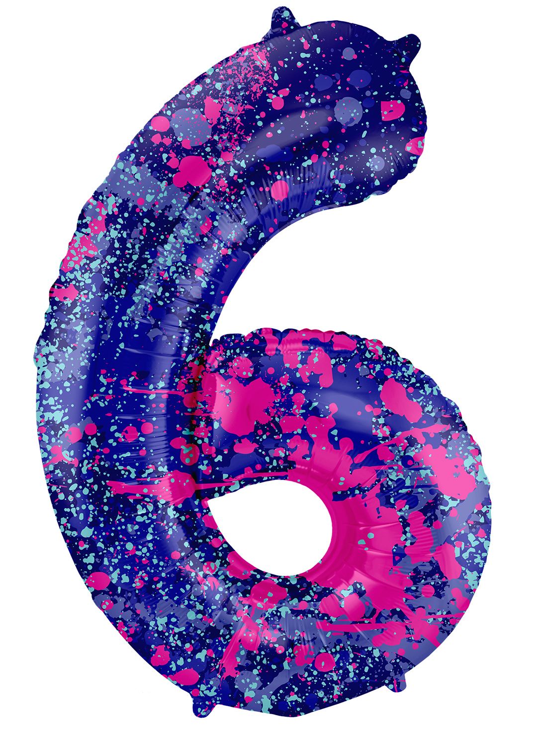 Cijfer 6 Paarse Paint Splash Folieballon