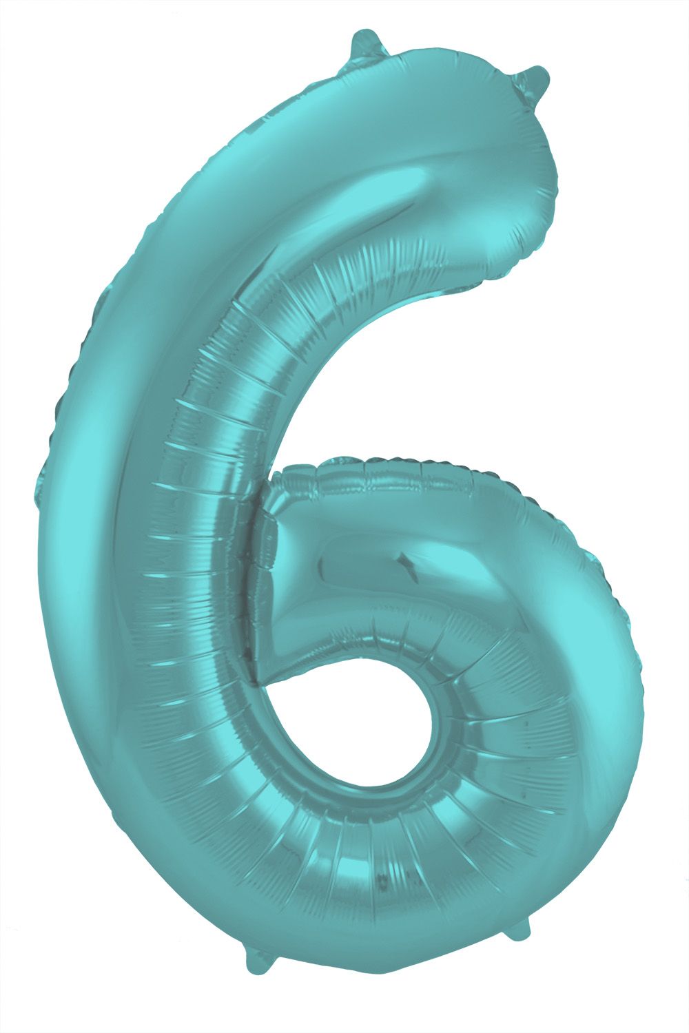 Cijfer 6 pastel aqua blauw folieballon 86cm
