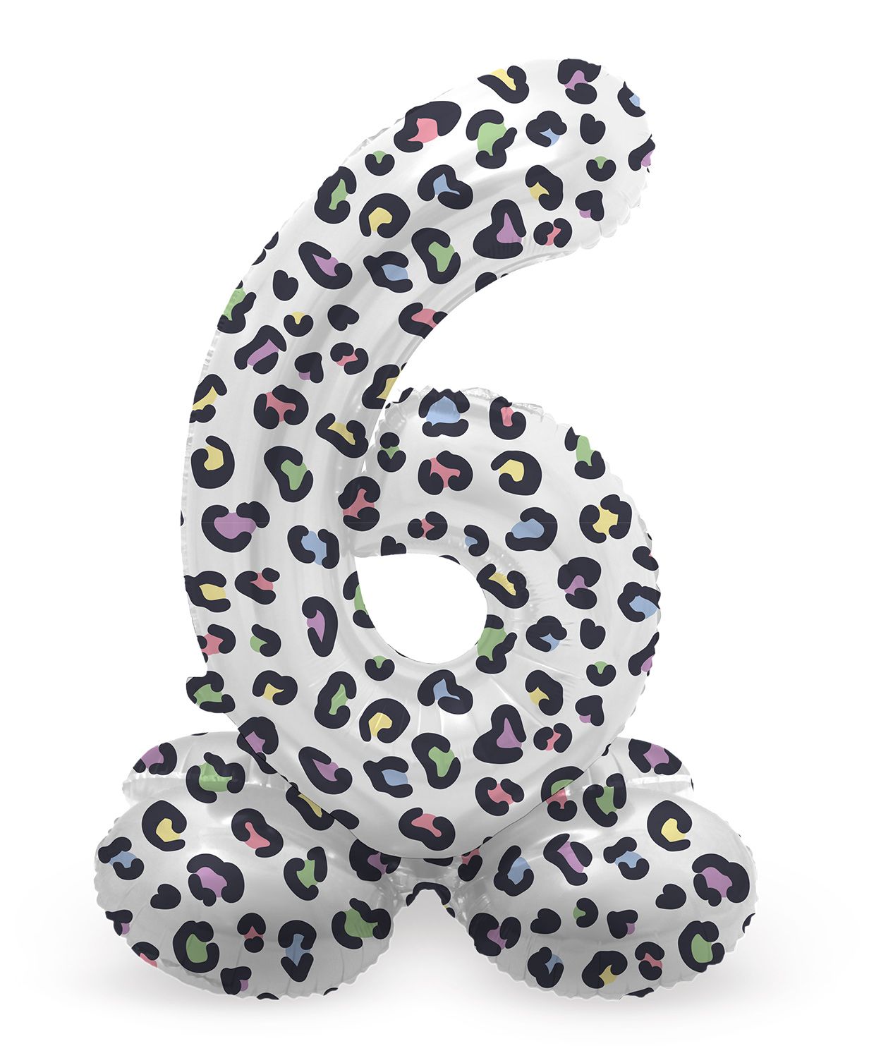 Cijfer 6 Pastel Panter Kleine Staande Folieballon