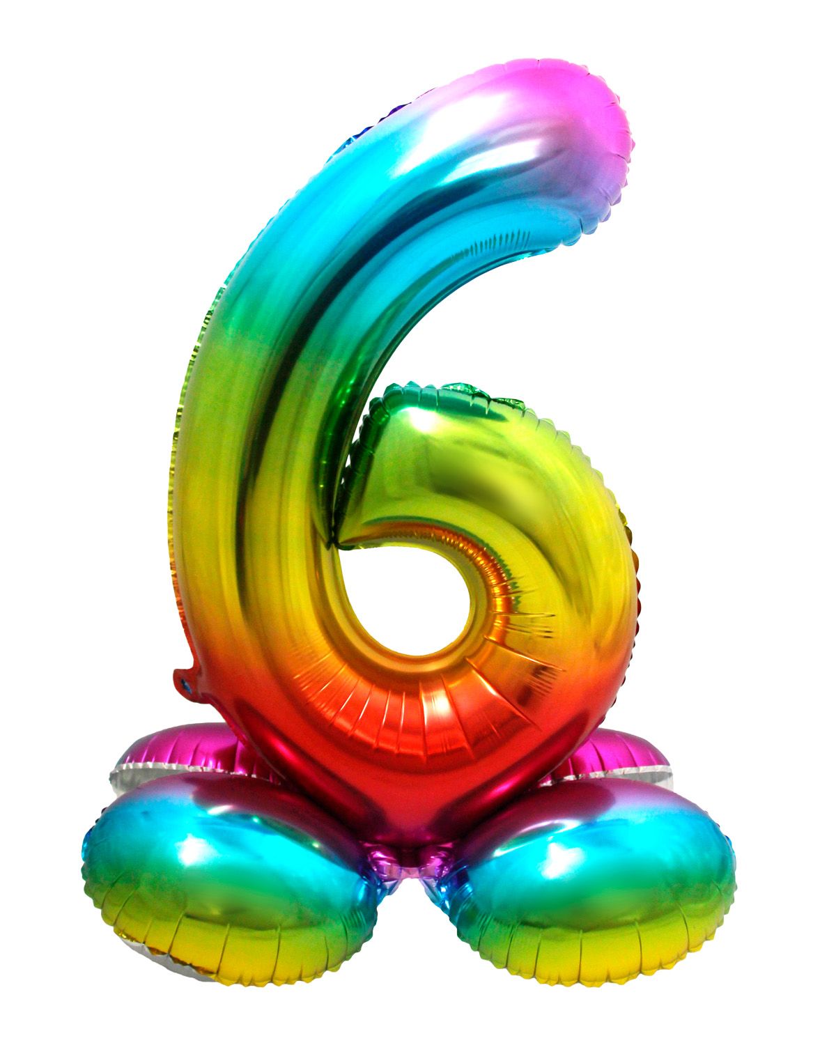 Cijfer 6 Regenboog met Standaard 72cm