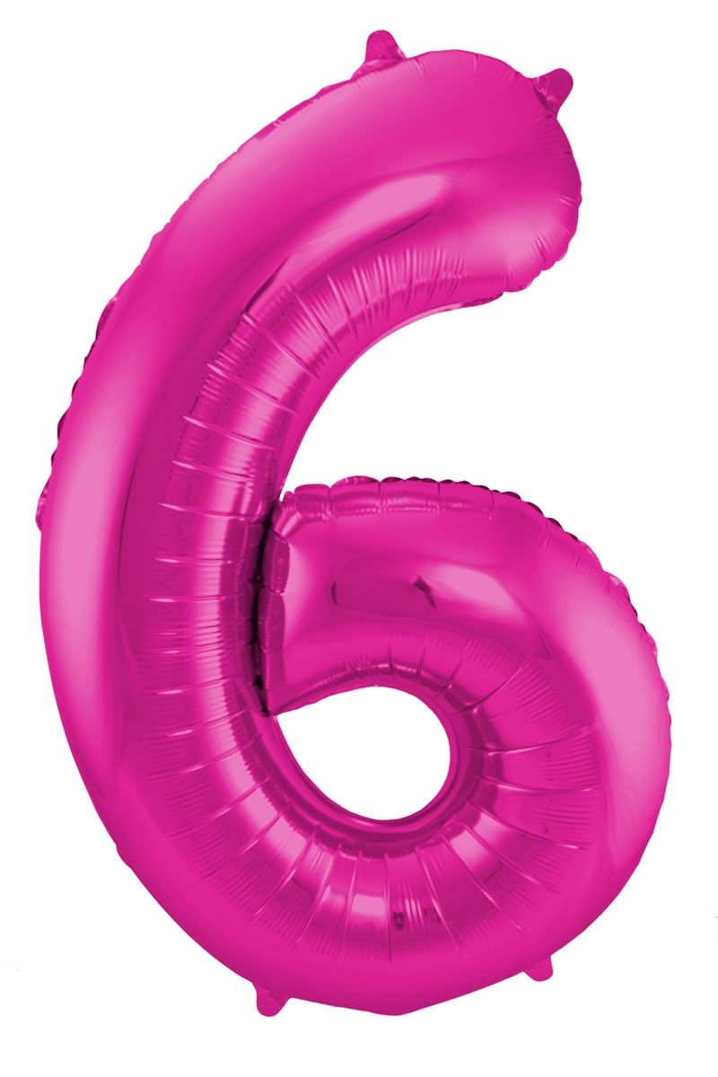 Cijfer 6 Roze Folieballon 86cm