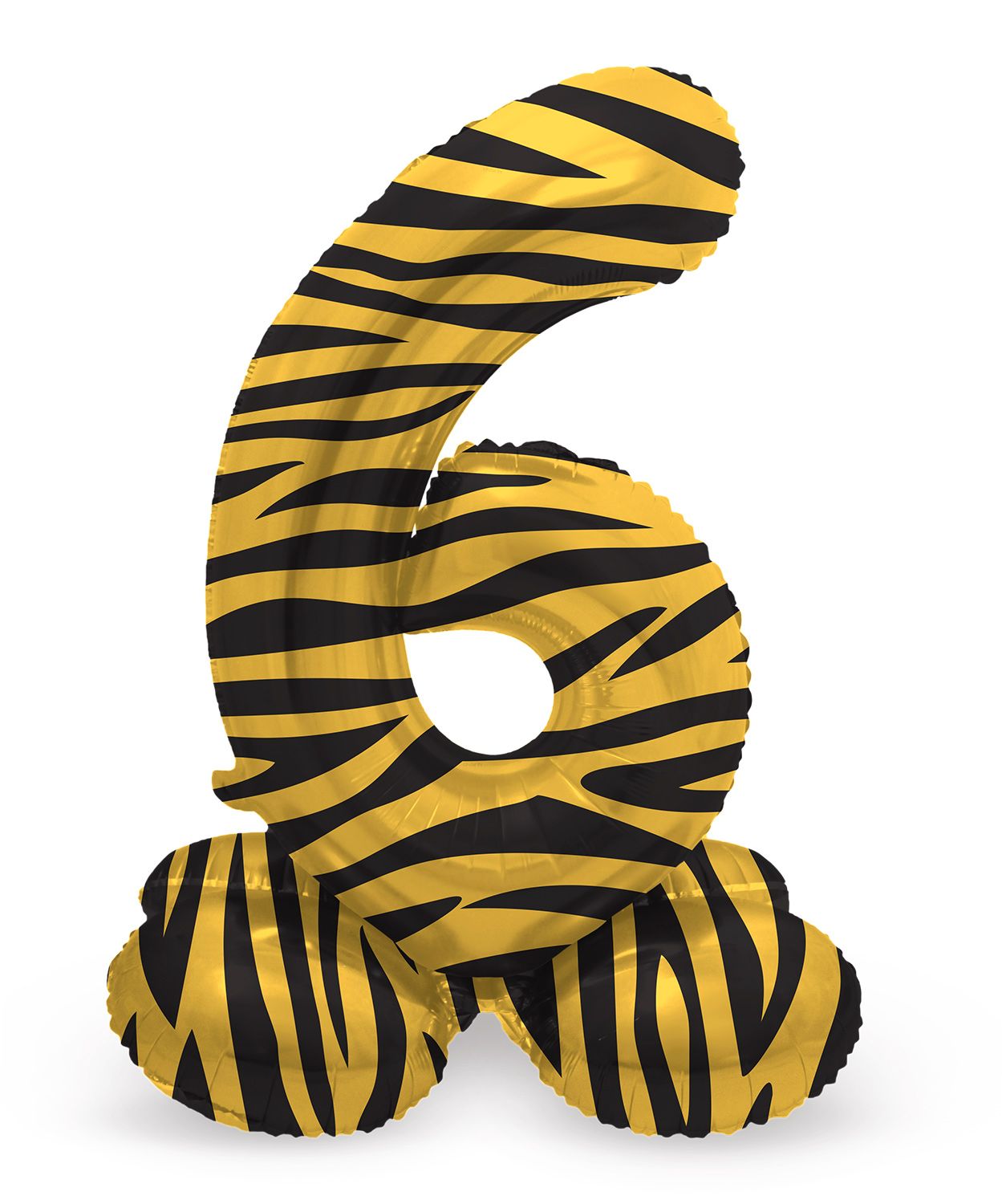 Cijfer 6 Tiger Print Kleine Staande Folieballon