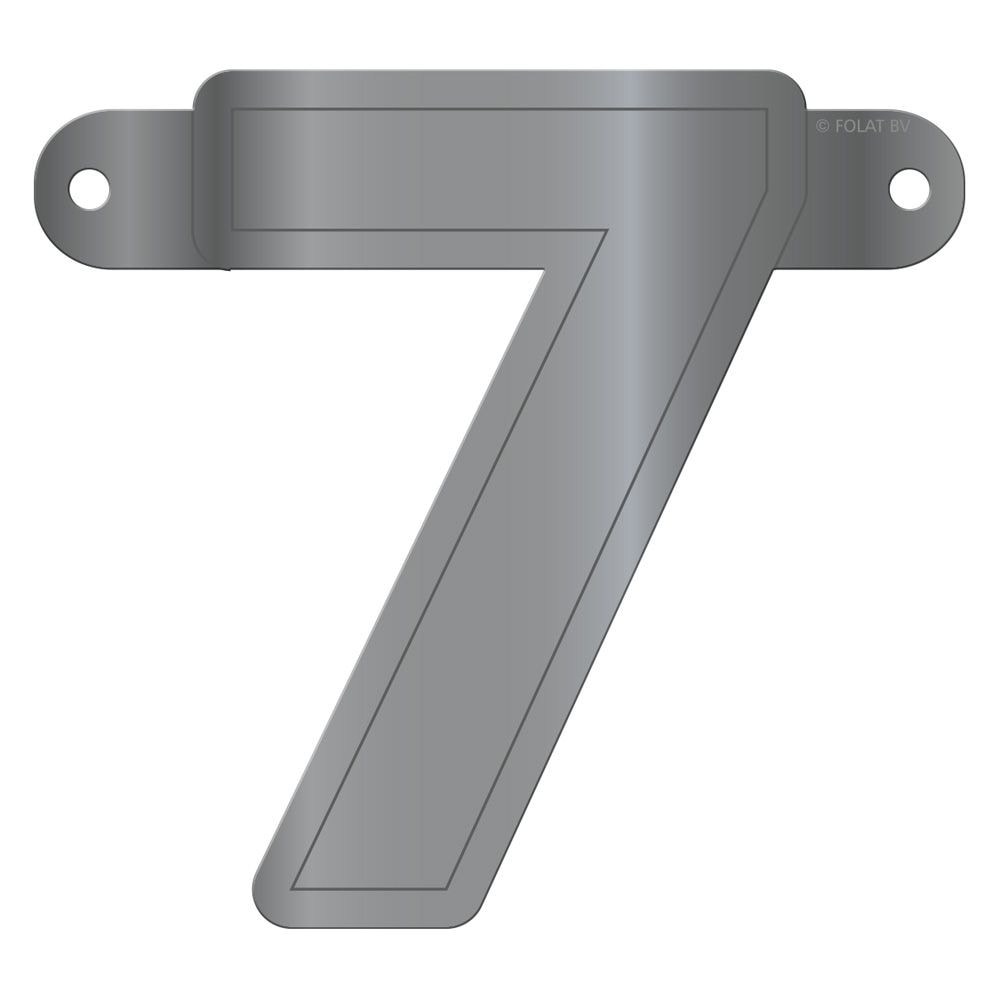 Cijfer 7 Banner Metallic Zilver