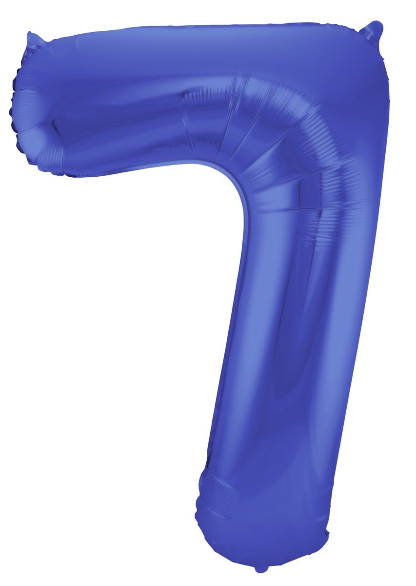 Cijfer 7 Metallic Blauw Folieballon 86cm