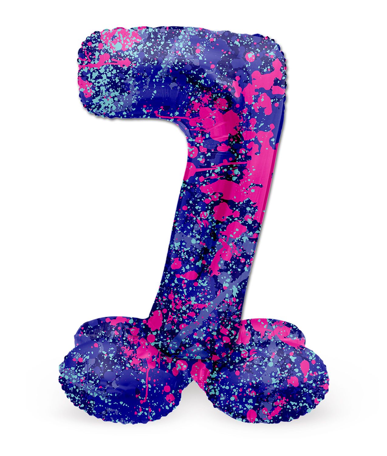 Cijfer 7 Paarse Paint Splash Kleine Staande Folieballon