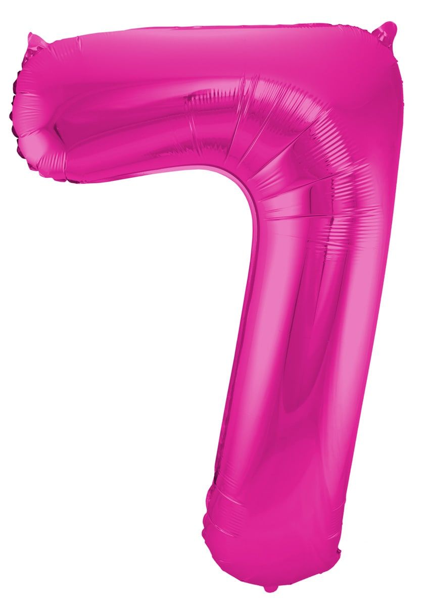 Cijfer 7 roze folieballon 86cm