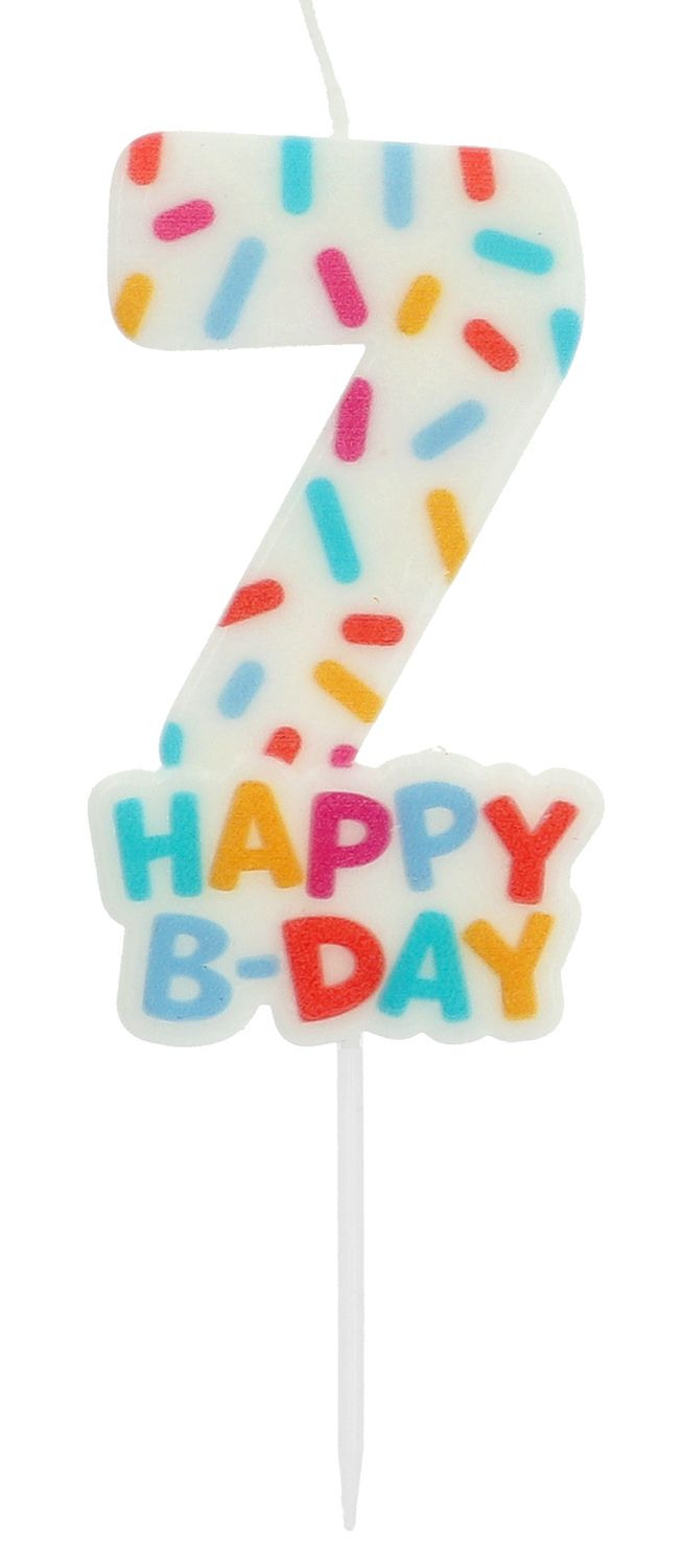 Cijfer 7 Taartkaars Gekleurde Sprinkles 7 cm