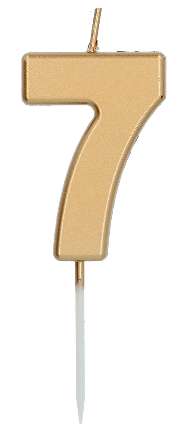 Cijfer 7 Taartkaars Goudkleurig 5 cm