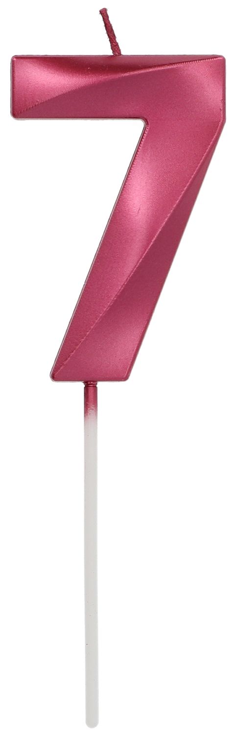 Cijfer 7 Taartkaars Metallic Roze 7 cm