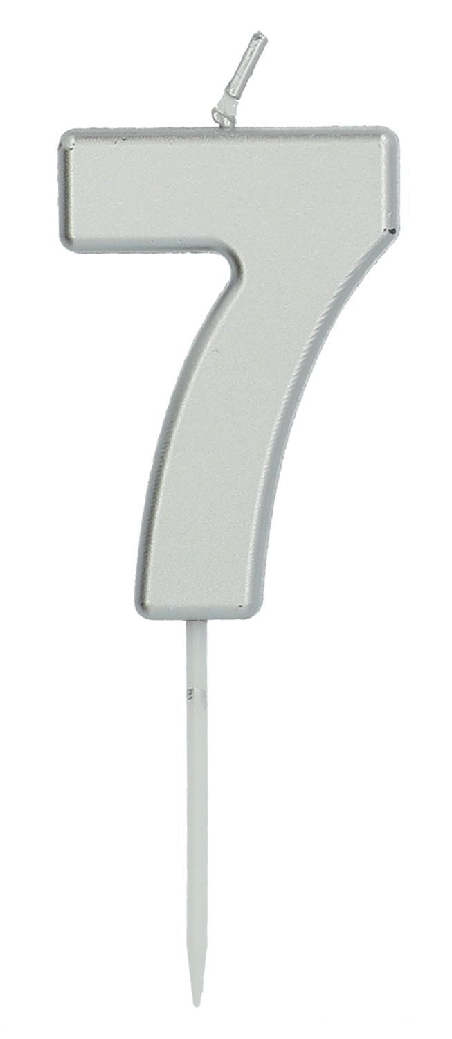 Cijfer 7 Taartkaars Zilverkleurig 5 cm
