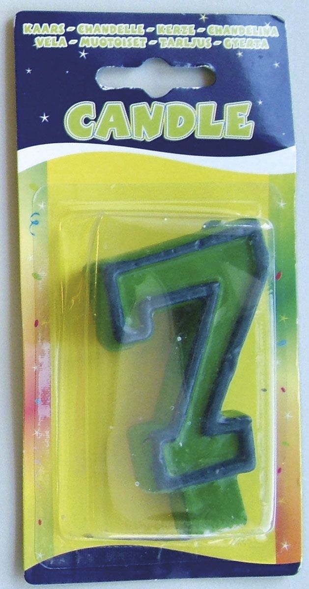 Cijfer 7 Verjaardag Kaarsje Groen