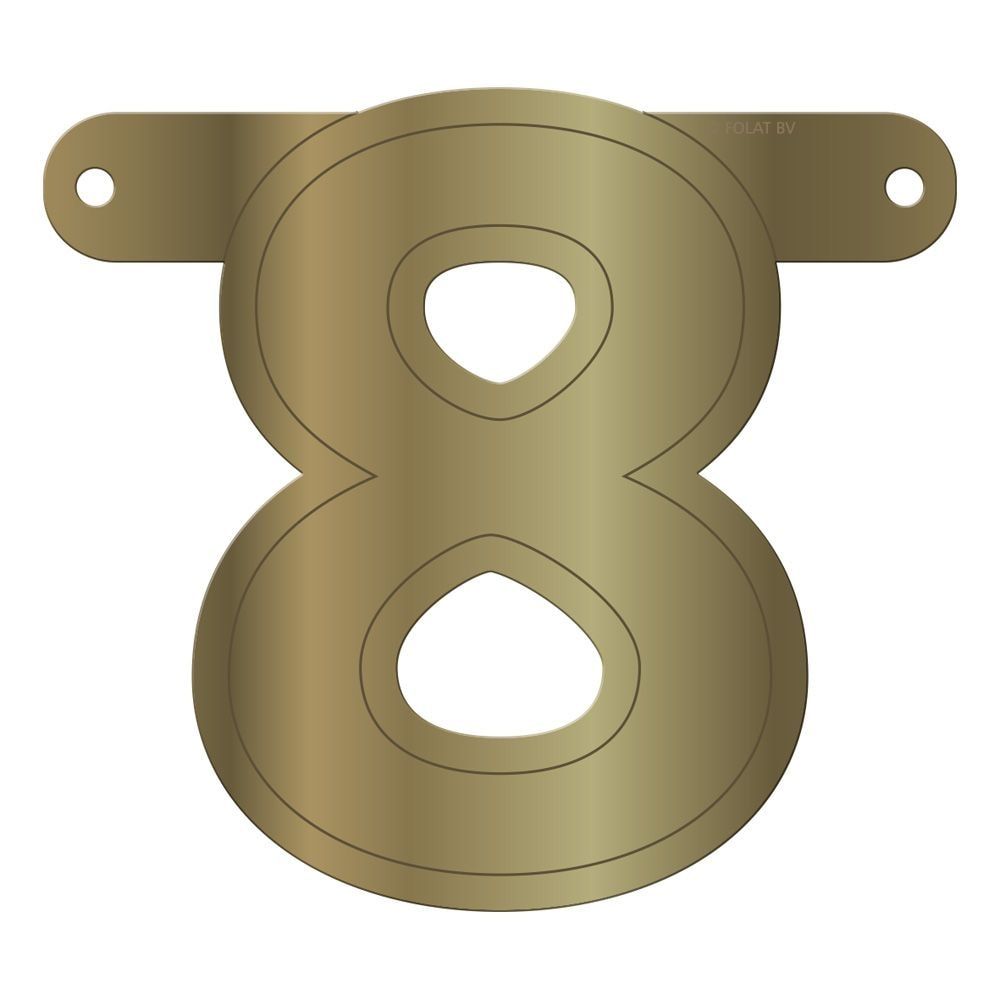 Cijfer 8 Banner Metallic Goud