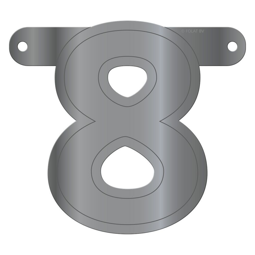 Cijfer 8 Banner Metallic Zilver