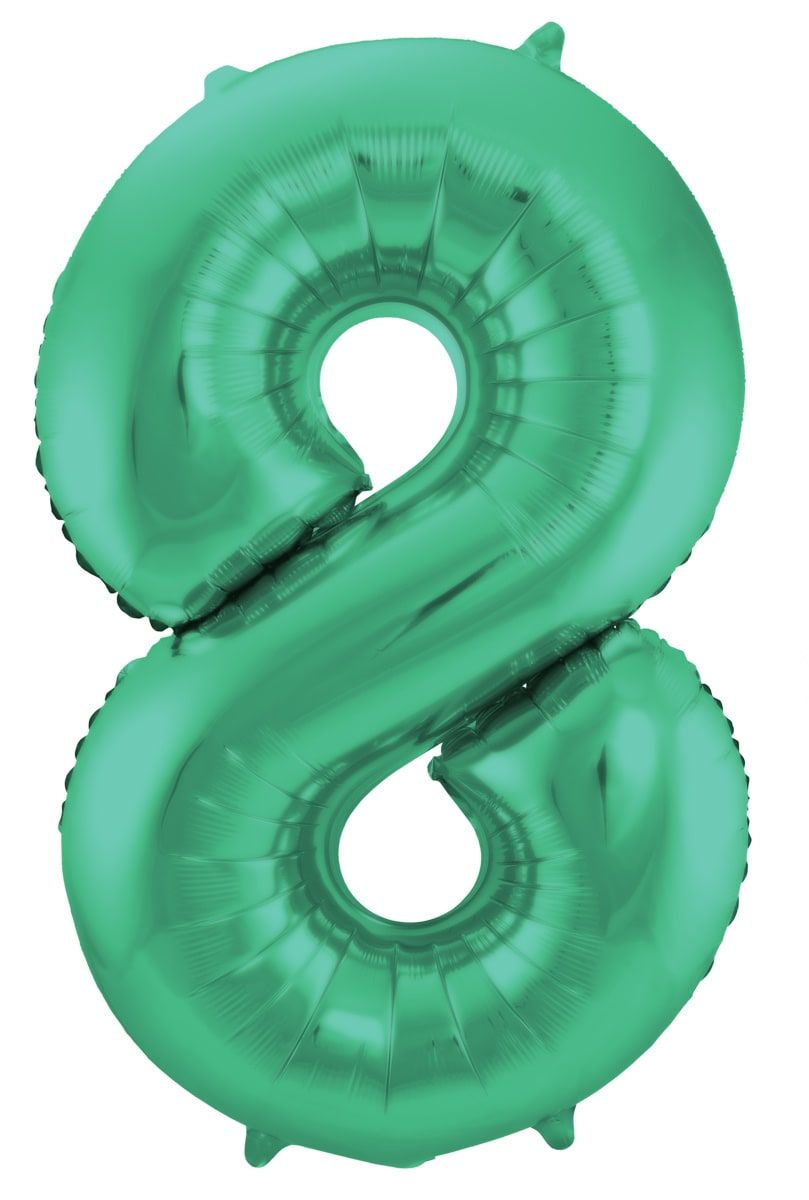 Cijfer 8 metallic groen folieballon 86cm