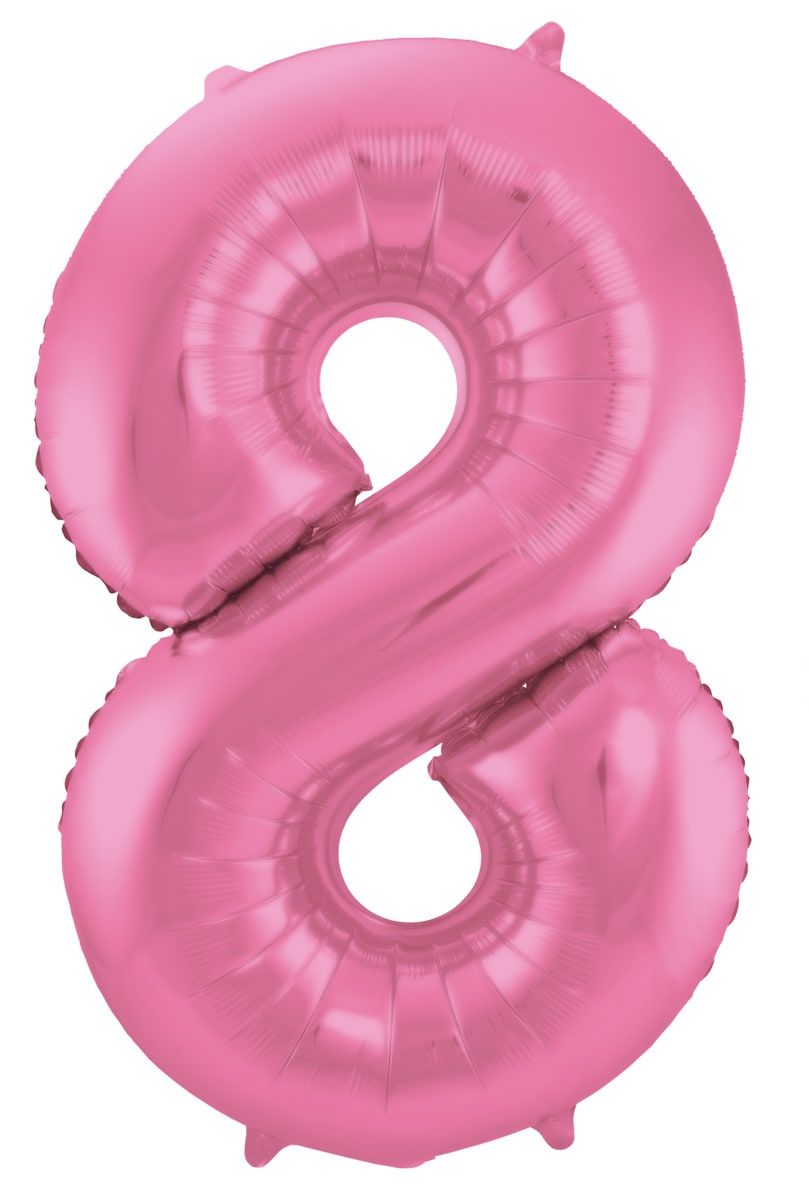 Cijfer 8 metallic roze folieballon 86cm