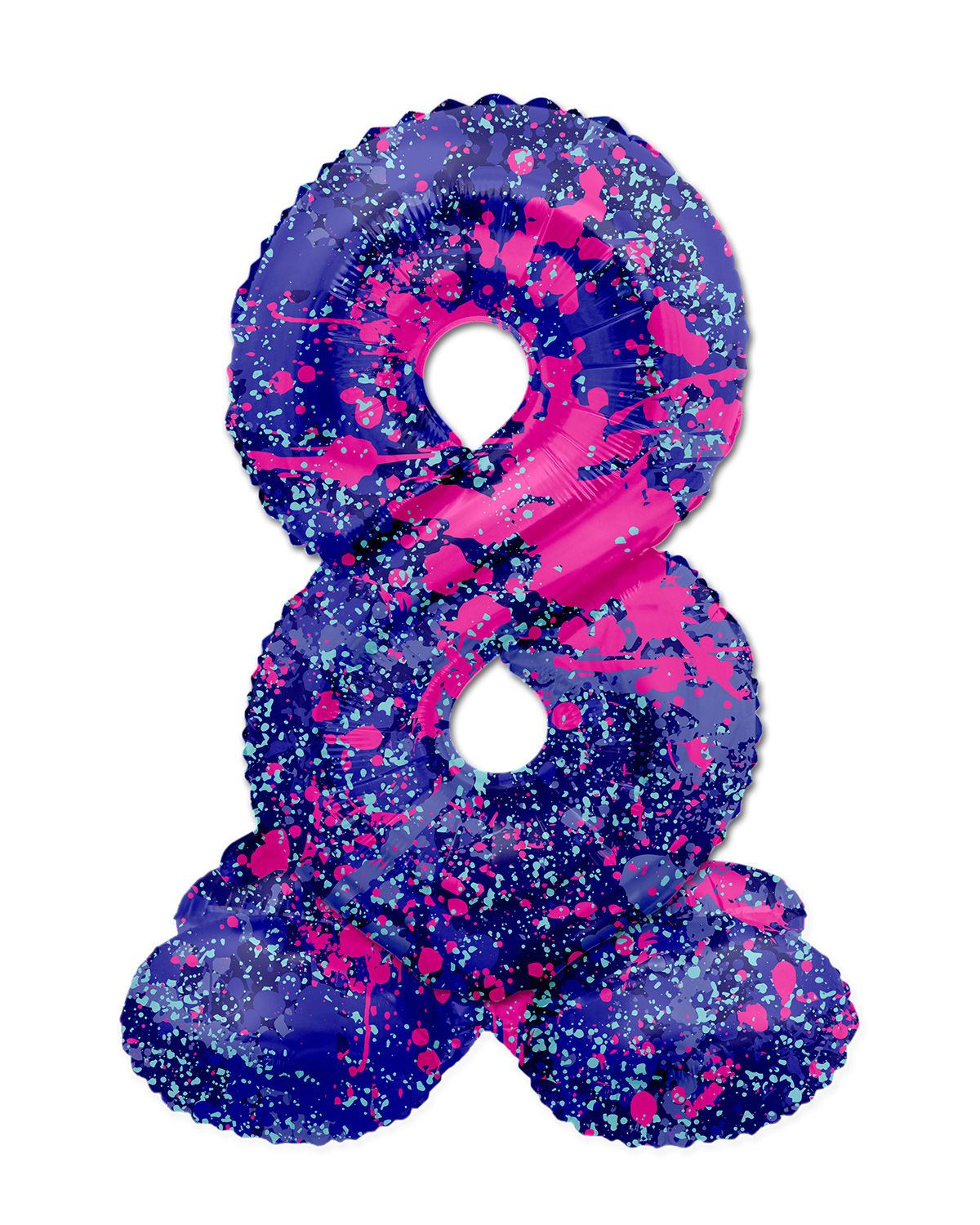 Cijfer 8 Paarse Paint Splash Kleine Staande Folieballon