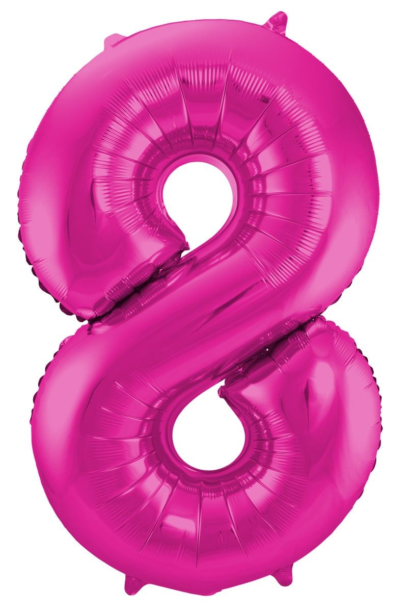 Cijfer 8 roze folieballon 86cm