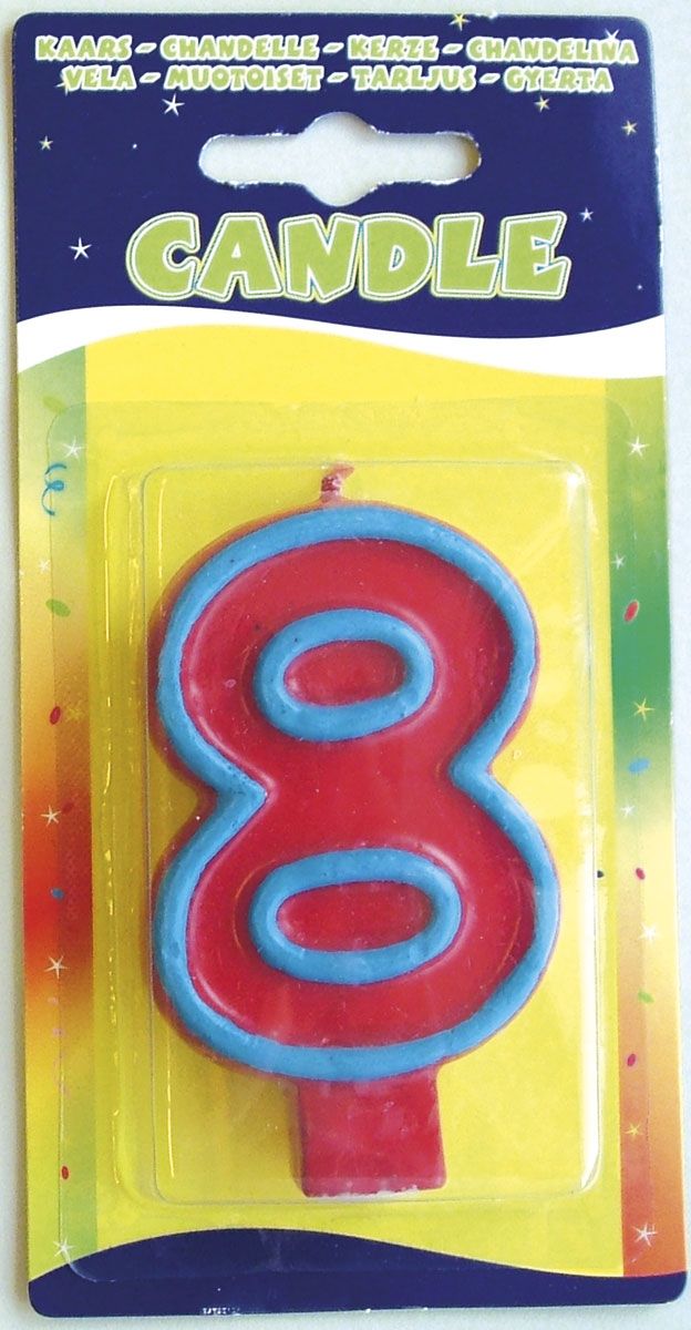 Cijfer 8 Verjaardag Kaarsje Rood