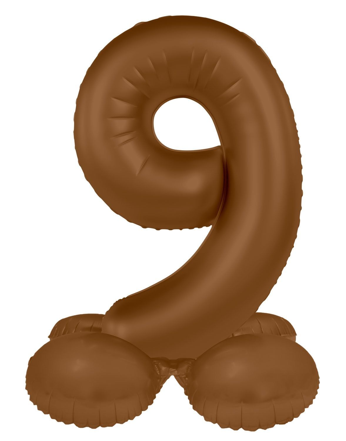 Cijfer 9 Folieballon Staand Bruin 72 cm