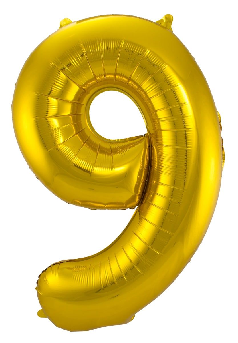 Cijfer 9 gouden folieballon 86cm