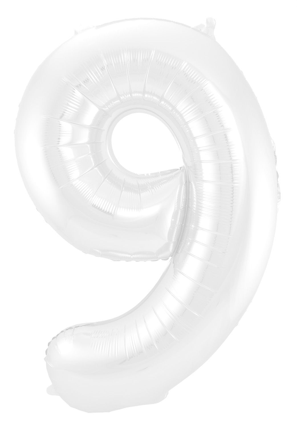 Cijfer 9 metallic wit folieballon 86cm