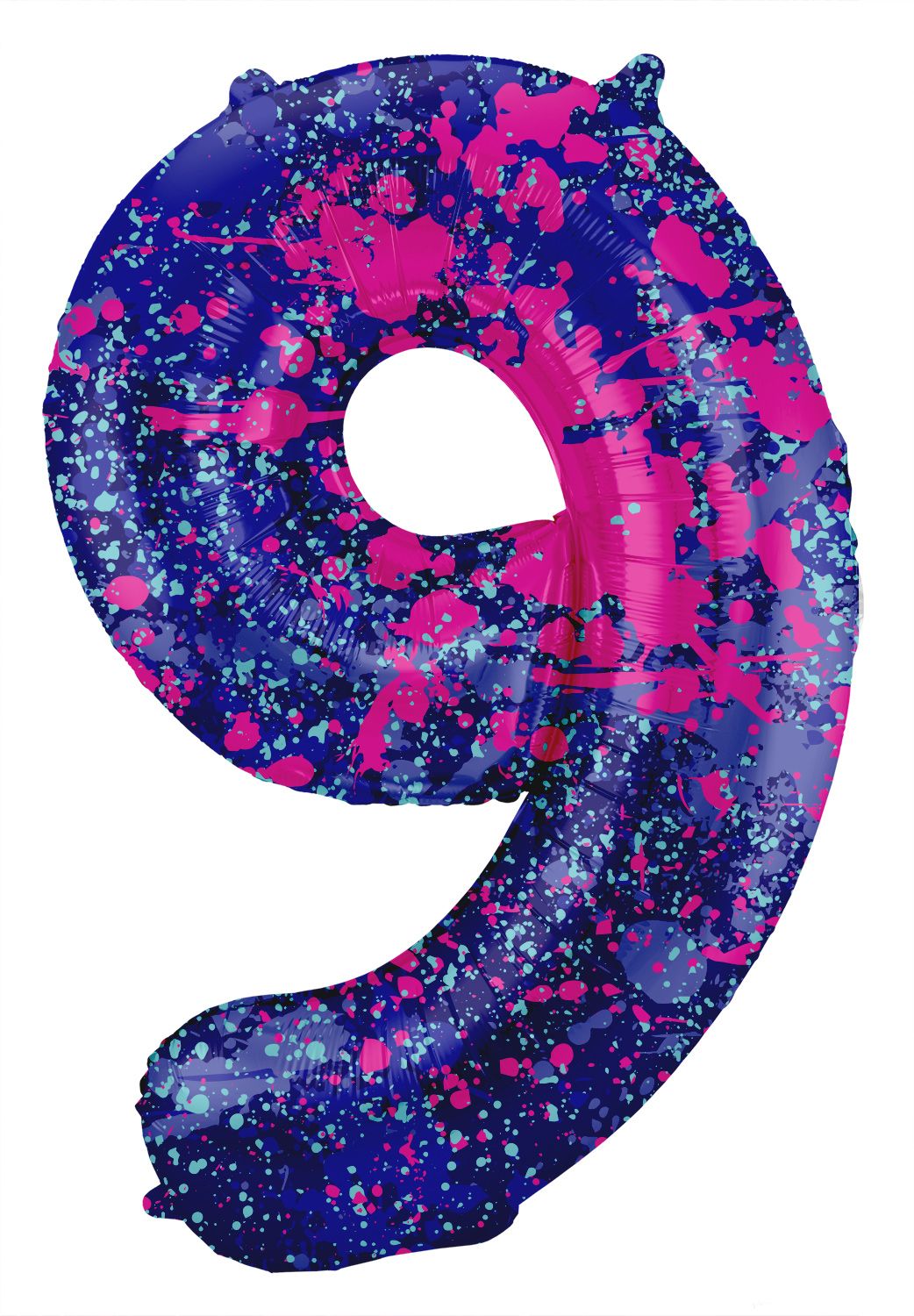 Cijfer 9 Paarse Paint Splash Folieballon
