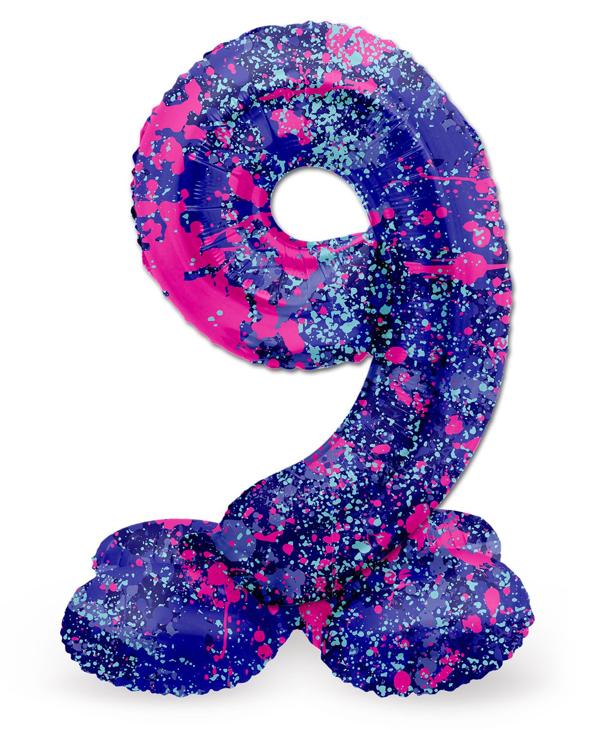 Cijfer 9 Paarse Paint Splash Kleine Staande Folieballon