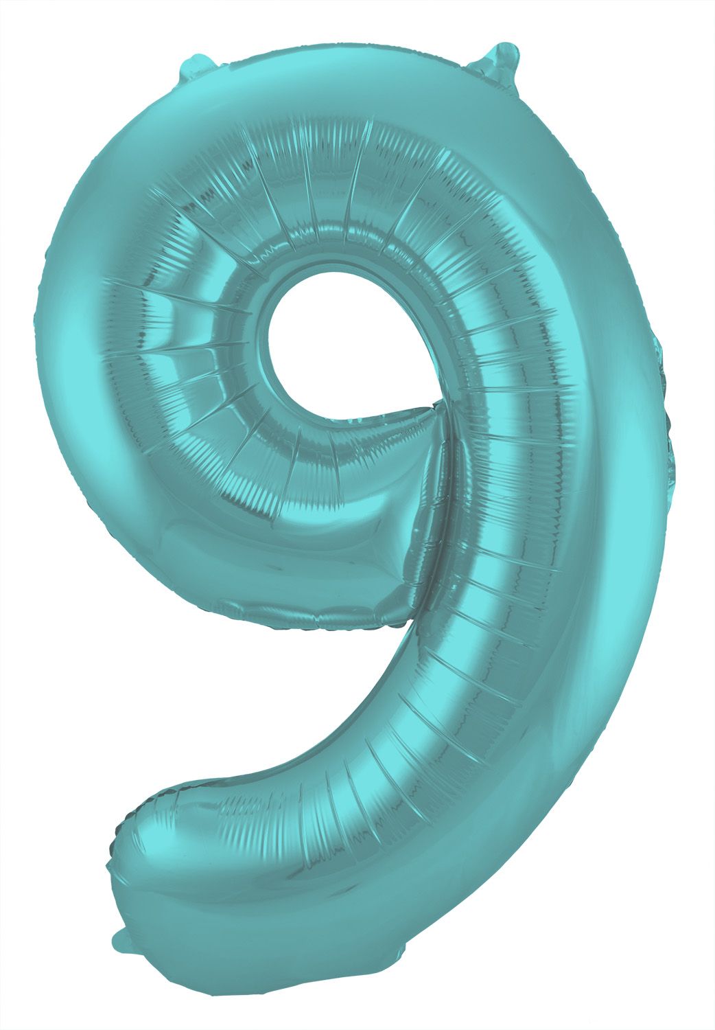 Cijfer 9 pastel aqua blauw folieballon 86cm