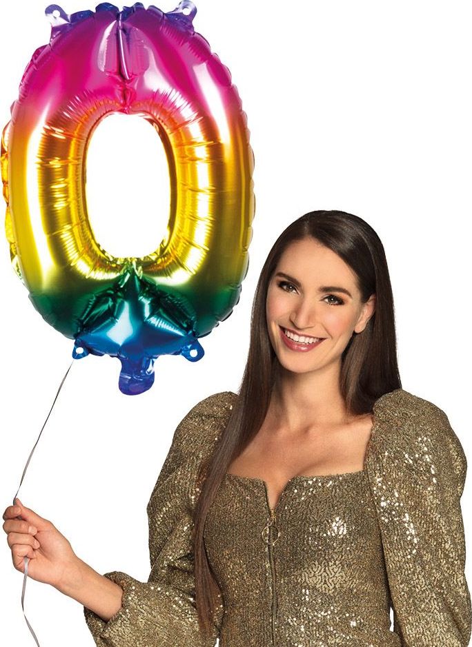 Cijferballon 0 Regenboog