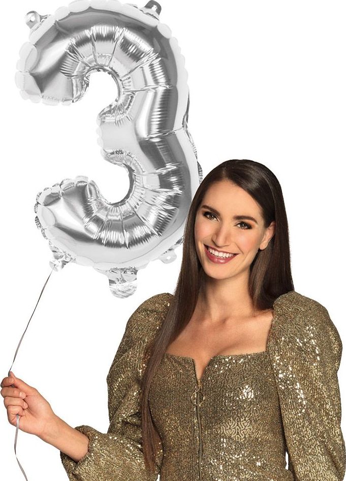 Cijferballon 3 Zilver