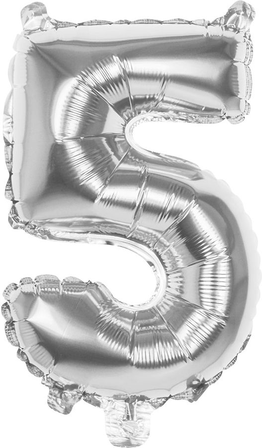 Cijferballon 5 zilver