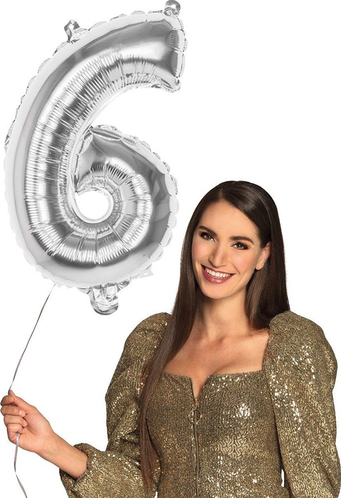 Cijferballon 6 Zilver