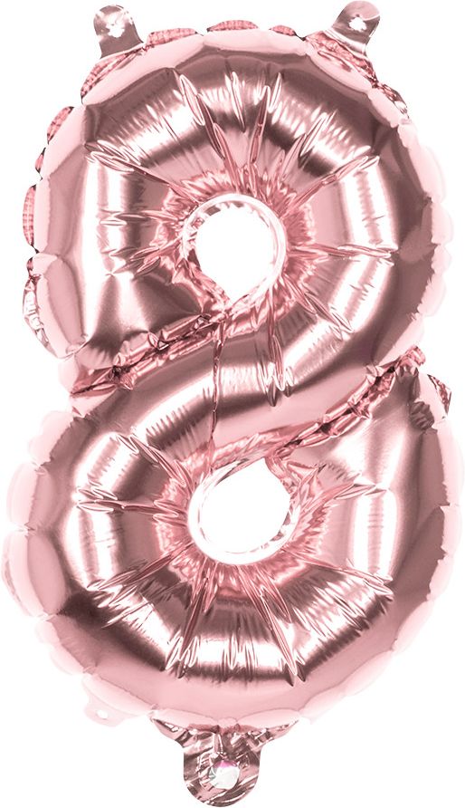 Cijferballon 8 rosegoud