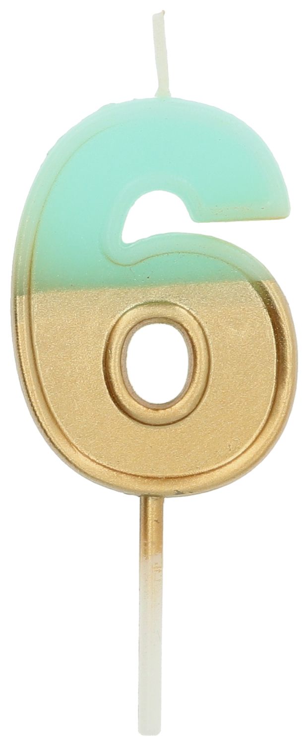 Cijferkaars 6 Fade Lichtblauw Goud