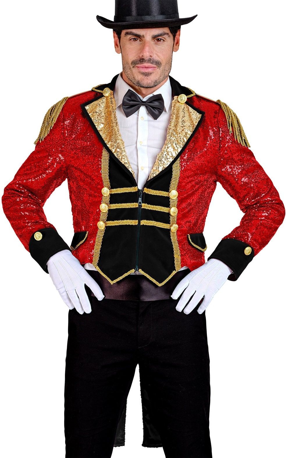 Circus Pailletten Jas Zwart Rood Heren