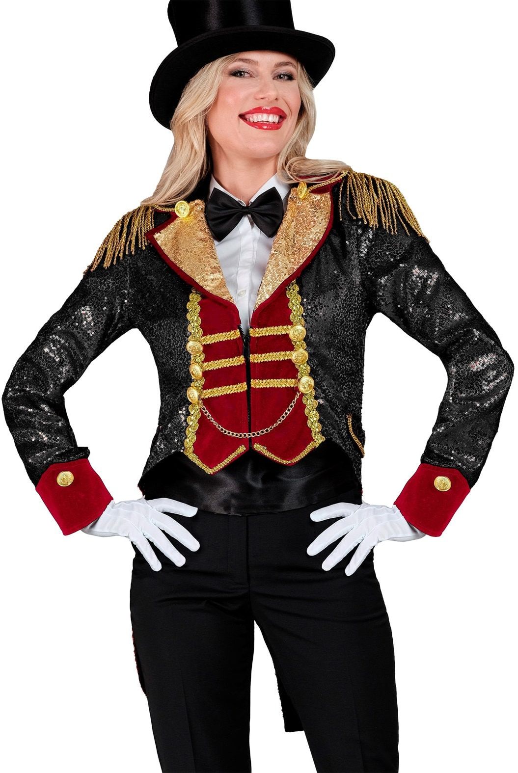 Circus Pailletten Jas Zwart Rood Vrouwen