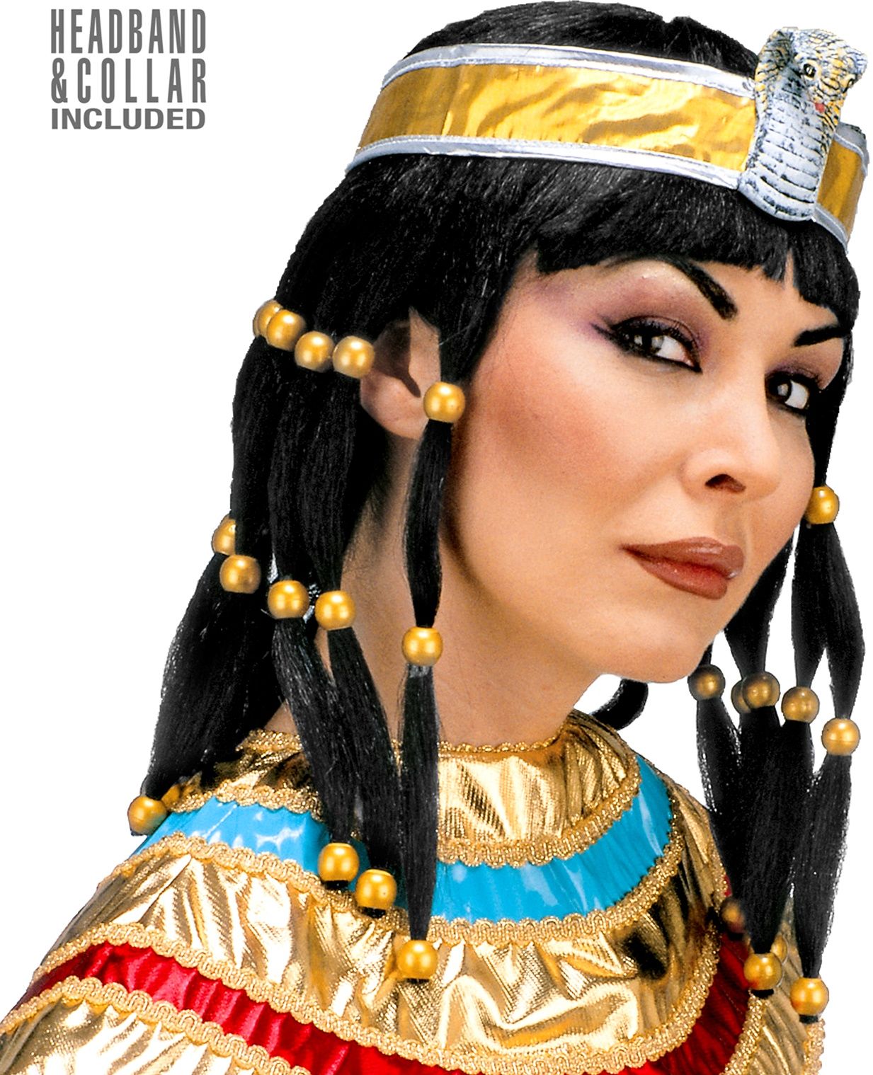 Cleopatra Pruik met Hoofdband en Kraag