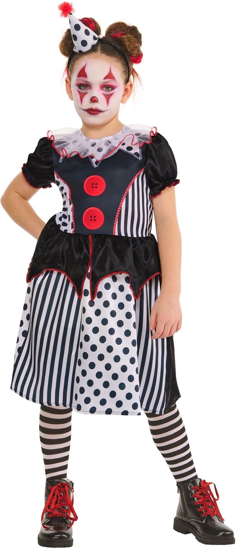 Clown Jurk Meisjes Zwart Wit Rood