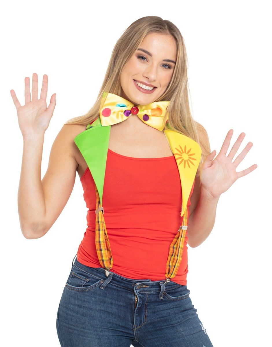 Clown Kraag met Strik Bretels