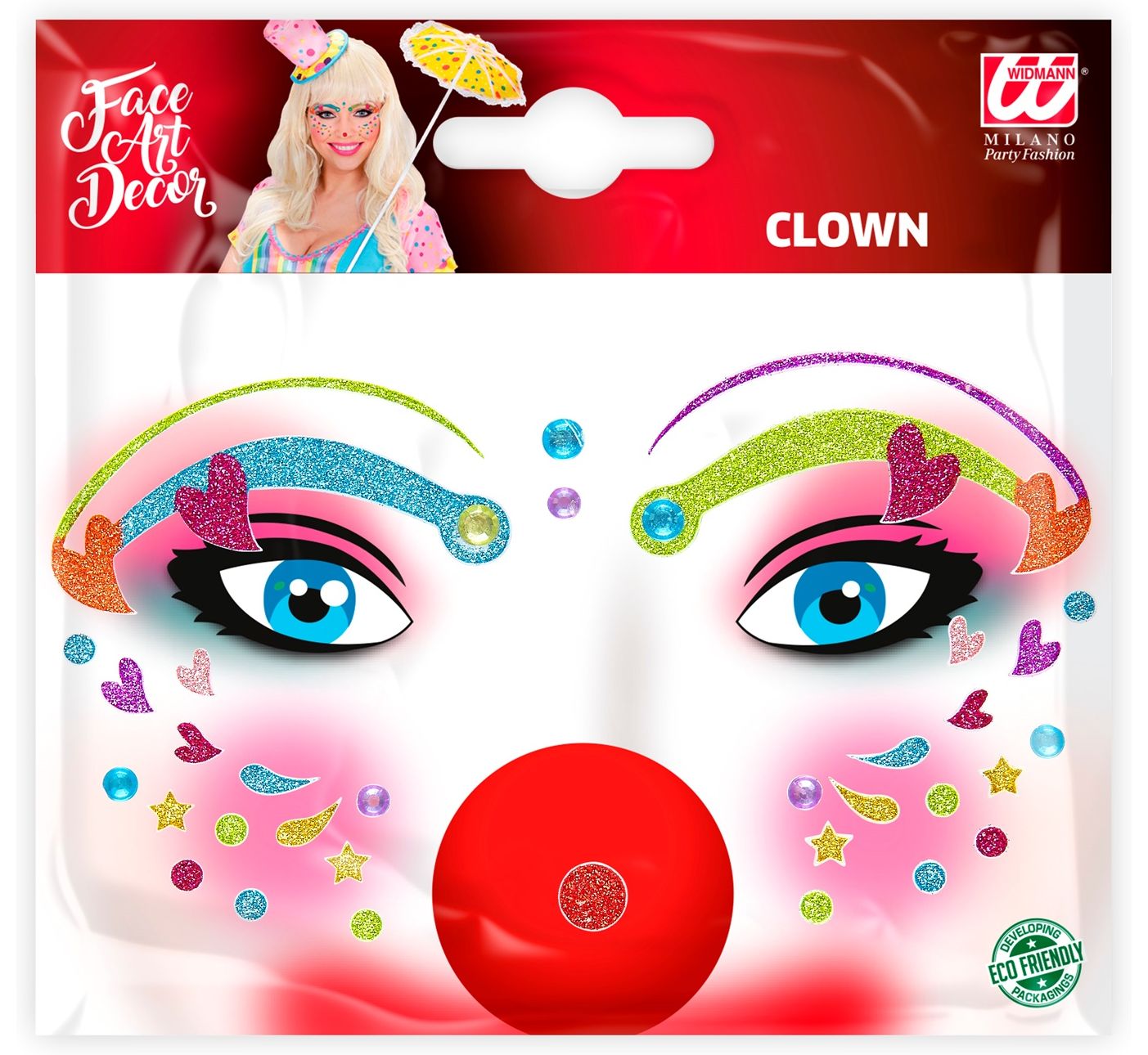 Clown Schmink Gezicht Glitters